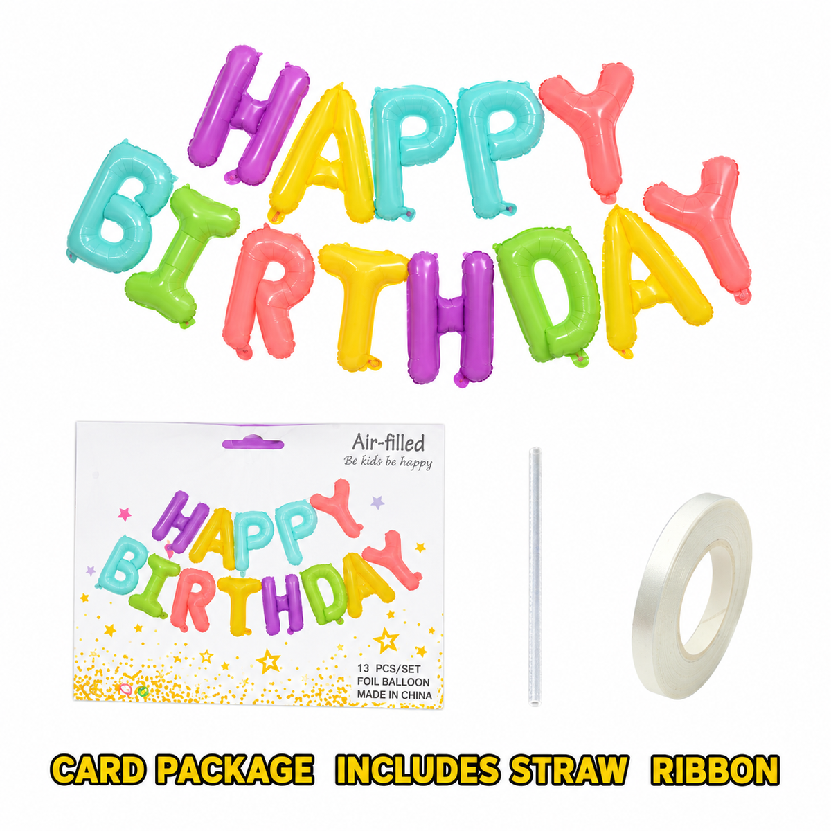 Multicolor Happy Birthday Foil Letter Balloon Set