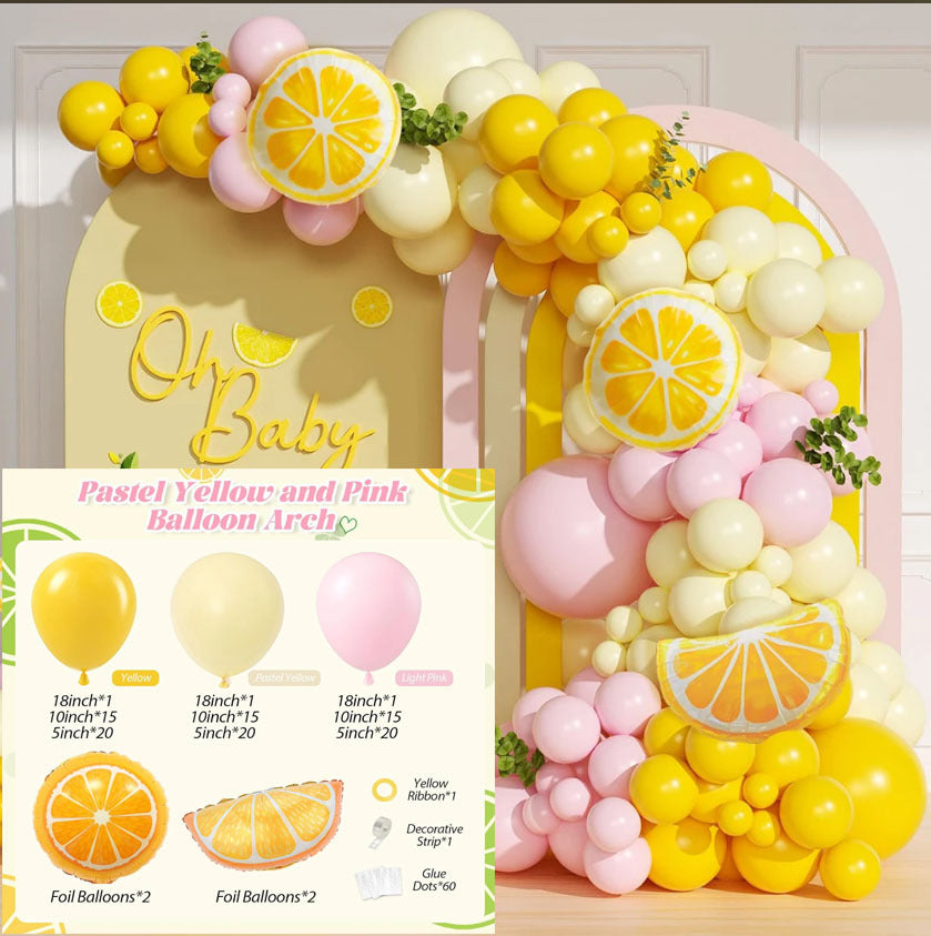 Lemon Theme Balloon Garland Kit for Birthday Parties